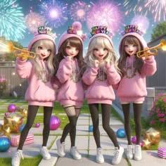 A cute cartoon creation for 4 girls for DP