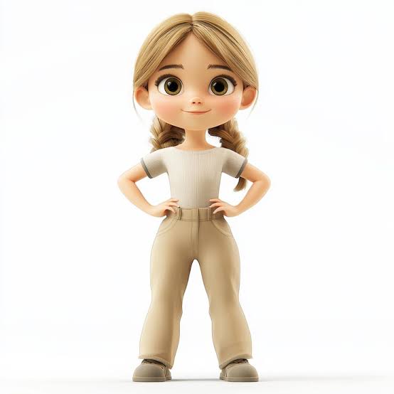 Cartoon Girl with a Confident Pose