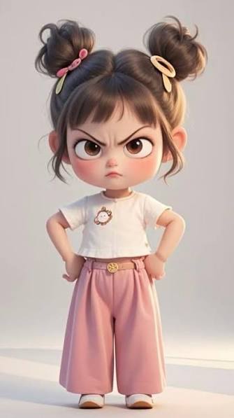 Cartoon Girl with a Confident Pose