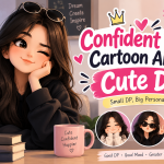 Confident Girl Cartoon Alone Cute DP