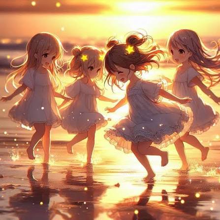 Cute Anime Style for Four Friends